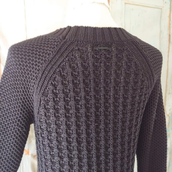 Calvin Klein long sleeve crew neck scoop side thick woven texture sweater/M/blk - Picture 4 of 9